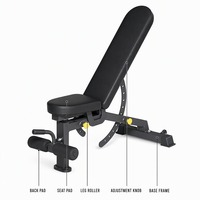 Banc de musculation réglable pour salle de sport, banc inclinable robuste en acier avec extension de jambes et rouleau