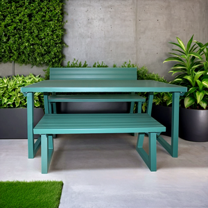 Conjunto de Mesa y Bancos de Aluminio para Picnic, Jardín, Patio, Parque, Deportes, Comedor, Cantina, Camping - Product Image 3