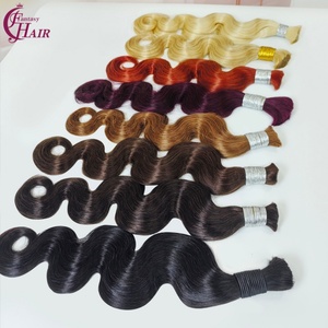 FH Vente d'usine 12A Extensions de cheveux humains vierges naturels Tressage de cheveux humains ondulés doux sans trame - Product Image 1