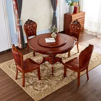 Ensemble de salle à manger de style traditionnel européen de luxe, meubles en bois massif, convertible, extensible, pliable pour la maison, l'hôtel, l'appartement