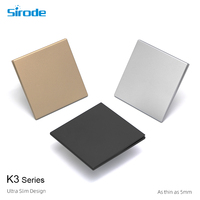 Interrupteurs muraux électriques Sirode K3 Series, norme britannique, design moderne ultra-fin, couleur noire, plaque PC, 4 gangues, 1 voie, pour la maison