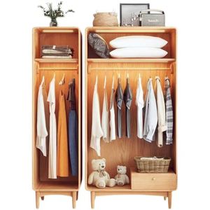 Minimal Assembly Modern Solid Wood Portable <strong>Wardrobe</strong> 4-Column Foldable Chest Storage Cabinet for Living Room or Villa - Product Image 2