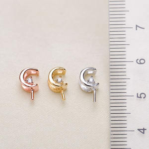 S925 <b>Silver</b> Pendant <b>Necklace</b> for Women DIY Accessories with Empty <b>Moon</b> Style and 8-11mm Round Beads 3155 Model - Product Image 2