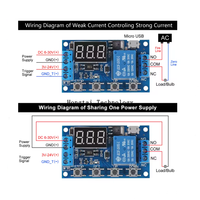Modul Relay Satu Arah XY-J02, Saklar Sirkuit Pengatur Waktu dengan Tunda Pemutusan, Pengaturan Siklus, dan Layar Digital, Antarmuka USB