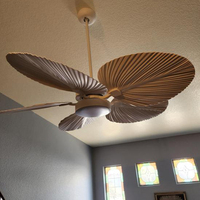Ventilateur décoratif de plafond éclairé avec lumière, 52 feuilles antiques, branche de fleur, feuille de palmier ABS, télécommande