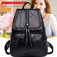 Sac à dos décontracté noir en PU pour femme, tendance, avec pompon, imperméable, pour l'école, les voyages et l'ordinateur – Grande Vente Mode