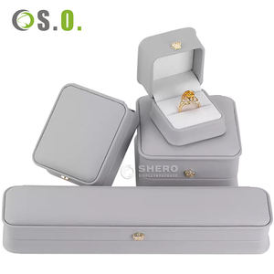 Wholesale Luxury <b>Grey</b> Custom Premium PU Leather <b>Boxes</b> for Necklace Bracelet Ring Earrings <b>Boxes</b> Jewelry Box With Metal Buckle - Product Image 5