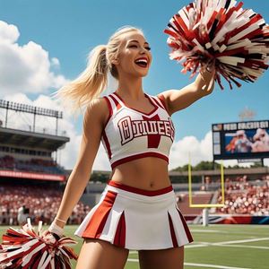 Custom High Quality <b>Sexy</b> Women's Football Cheerleading <b>Uniform</b> Set Heat-Transfer Printed Breathable Comfortable Jersey Skirt - Product Image 1