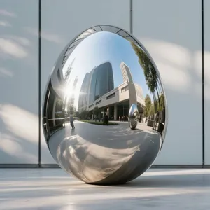 Trang Trí Ngoài Trời Vườn Trang Trí Nội Thất Khổng Lồ Đánh Bóng Gương Trứng Bức Tượng Lớn Kim Loại Nghệ Thuật Hiện Đại Hình Dạng Trứng Tùy Chỉnh Thép Không Gỉ Bức Tượng - Product Image 6