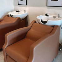 Fauteuil de lavage moderne marron chocolat foncé inclinable avec repose-pieds électrique et massage