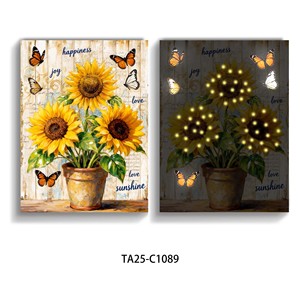 Cuadro de Lienzo con Diseño de Girasoles Coloridos, Arte Abstracto, Impresión en Lienzo Iluminado, Póster de Girasoles para Pared de Sala de Estar - Product Image 4