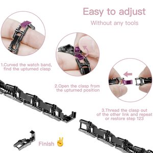 Bracelet de montre en acier inoxydable avec diamant scintillant pour femmes Bracelet élégant Bling fermoir papillon respirant pour Apple Watch - Product Image 5