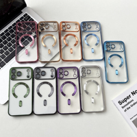 Coque de téléphone magnétique antichoc en TPU souple transparente avec protection d'objectif et cadre électroplaqué pour iPhone 17 18 Pro Max iPhone 17 Air