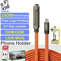 STONGWIRE ST-105 Câble de charge invisible 2-en-1 en nylon et cuivre pur avec support réglable multi-angles, charge rapide 240W Type-C