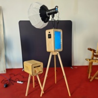 Machine photomaton portable rétro en bois avec appareil photo et imprimante, double face, style Surface Pro, pour DSLR et iPad