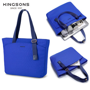 Kingsons Tote Bag Large Capacity Polyester Shoulder Bag With Zipper And Inner Pockets For Everyday Use - Product Image 5