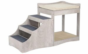 Piattaforma a più livelli per animali domestici con tappetini, letto moderno rettangolare in legno per cani e gatti, ideale per il davanzale o accanto al letto - Product Image 2