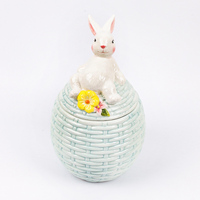 Frühling hell weiß und rosa Keramik Osterhasen Keksdose Candy Jar mit Hasen abdeckung Oster dekor Geschenke für Oster feier
