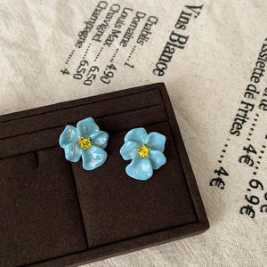 Exquisitos Pendientes de Botón Azules de Estilo Vintage para Mujer, Diseño Retro Elegante para Todo Clima, para Aniversarios - Product Image 2