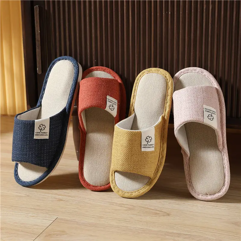 Four-leaved Clover Cotton Slippers Indoor Hot Item Wholesale Factory Price Sandals Sandalia PVC Sweatproof Linen Shoes