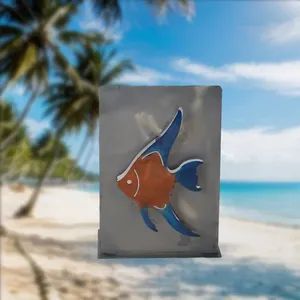 Садовая металлическая фигурка, металлическое украшение для рыбы в стиле океана, подходящее для использования на открытом воздухе