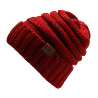 Chapeau tricoté chaud et pliable pour femme, couleur unie, avec logo personnalisé, nouvelle collection automne-hiver
