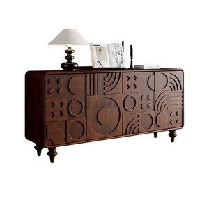 Mueble Zapatero Vintage Medieval Estilo Wabi-Sabi Tallado para Sala de Estar, Mueble Consola Curvo de Lujo de Estilo Nórdico para Sala de Estar - Product Image 1