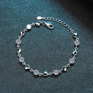 Venta al por mayor S925 plata verde moissanita pulsera D Color Vvs 3,5 quilates moissanita pulseras ajustables para las mujeres - Product Image 2