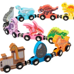 Монтессори, игрушки для обучения мелкой моторики, динозавр, деревянный магнитный поезд, забавные детские развивающие игрушки для детей 2-4 лет