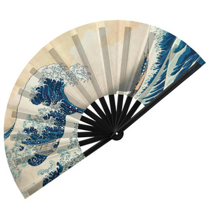 Éventails pliants en bambou personnalisés de grande taille pour festivals, raves, spectacles de danse, mariages et cadeaux – Vente en gros - Product Image 4