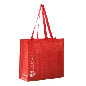 Toptan lamine araba dikiş reklam hediyeler olmayan örme kadın çantası katlanmış dokuma alışveriş çantası boş baskı logosu