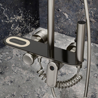 Mitigeurs thermostatiques contemporains en laiton ensemble de robinet de douche à effet pluie affichage numérique jet de massage par pluie douce pulvérisateurs en céramique salle de bain