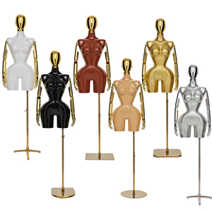 Estante de exhibición de ropa Vertical de plástico de medio maniquí con curvas marrón para la parte superior del cuerpo de las mujeres para la tienda minorista para mostrar la ropa - Product Image 6