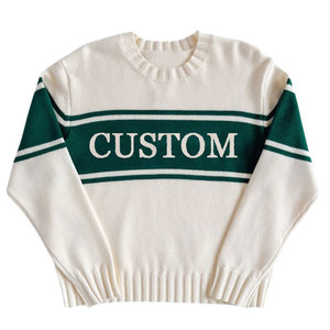 Bán buôn tùy chỉnh Jacquard thư logo bông ấm cúng người phụ nữ áo len áo thun cao cấp Boutique Preppy phong cách retro SỌC ĐAN hàng đầu - Product Image 1