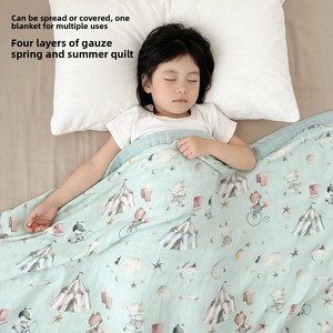 Couette rafraîchissante d'été en gaze de coton de bambou, motif botanique et animalier, pour enfants et adultes, idéale pour <span class=keywords><strong>la</strong></span> maison et <span class=keywords><strong>la</strong></span> climatisation, qualité maternelle et infantile - Product Image 3