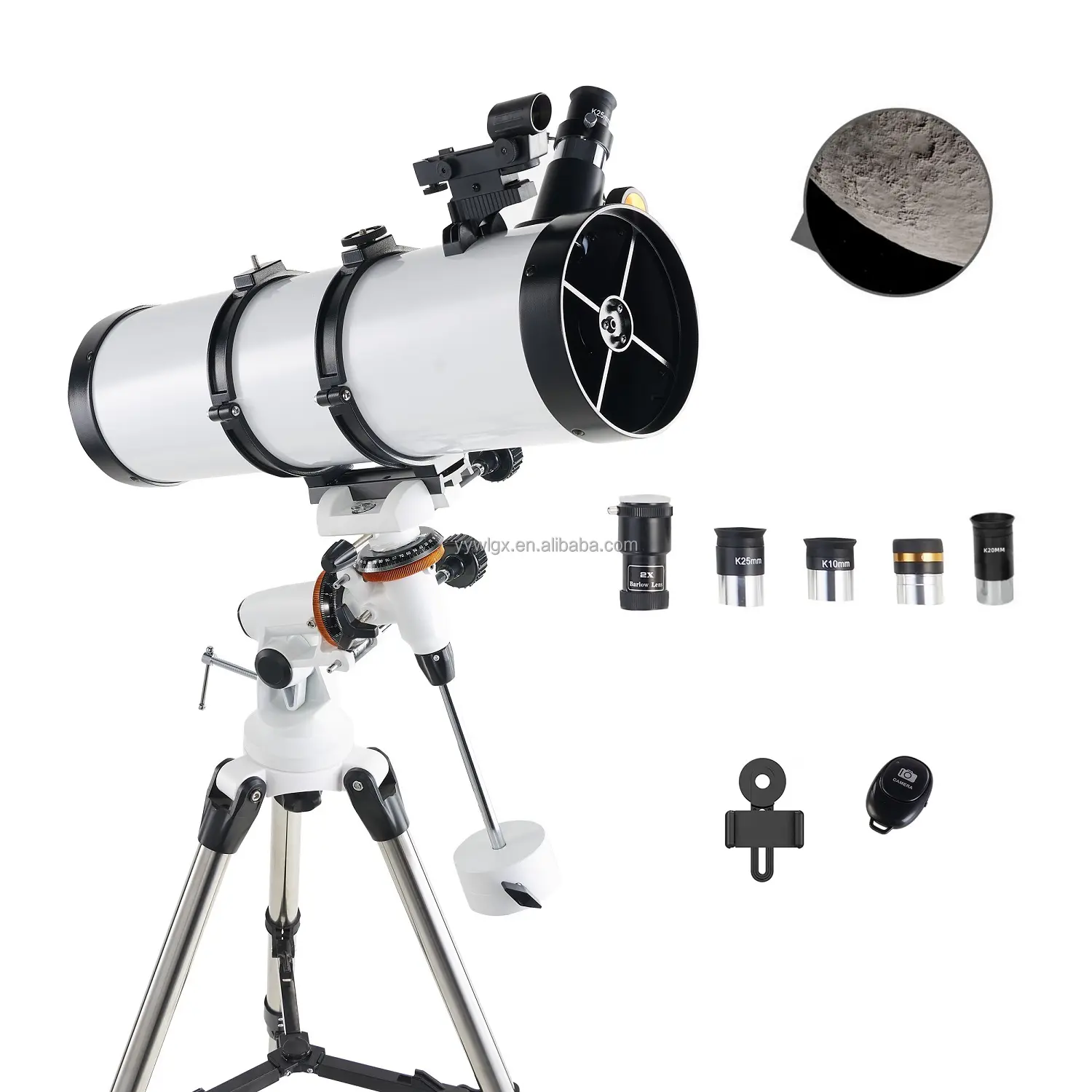 Telescópio 130eq newtonian refletor, para adultos, telescópio astronômico profissional, vem com lente de ereção de 20mm