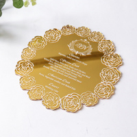 Espejo dorado y plateado, menú acrílico con impresión personalizada para fiesta de boda