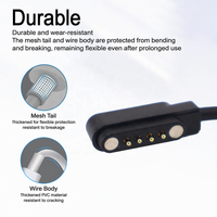Câble de charge magnétique à broches Pogo, 2 broches, 4 broches, 5 broches, USB-A, âme en cuivre, PVC, pour smartwatch, dispositif portable, écouteur; OEM/ODM, personnalisé