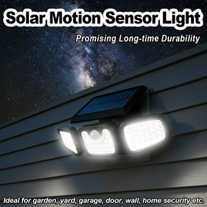 Lámpara Solar de Pared Giratoria de 3 Cabezas, 74 LED, IP65, Sensor de Movimiento PIR, Lámpara de Seguridad, Iluminación para Jardín Exterior, Patio, Camino, Decoración - Product Image 1