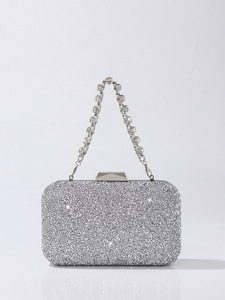 Custom Classic Sparkling Chain Evening <b>Clutch</b> Women Rhinestone Sequin Party Purse Fashion Crossbody Polyester Bag Prom <b>Wedding</b> - Product Image 6