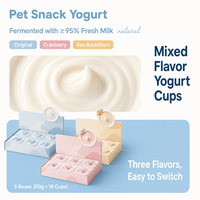 Yaourts fermentés pour animaux de compagnie au lait frais à 95 % avec postbiotiques pour chiens et chats, saveurs originales canneberge et argousier