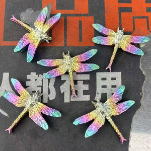 Tay chạm khắc tinh thể khắc thủ công Aura bướm cầu vồng Bismuth chuồn chuồn cho đồ trang trí - Product Image 6