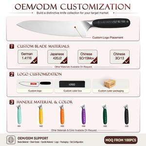 Coltello da Affettare Kiritsuke Professionale da 8 Pollici con Incisione Laser, in Acciaio Inossidabile Forgiato Durevole, per Carne e Intaglio, con Manico in POM, per Cucina e <span class=keywords><strong>Macelleria</strong></span> - Product Image 3