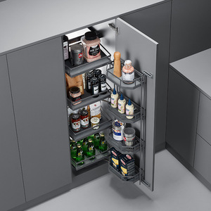 Cesta de Almacenamiento para Gabinete de Cocina Unihopper, en Forma de L, Hierro Cromado, Cajones Multicapa, Estilo Moderno Minimalista - Product Image 3