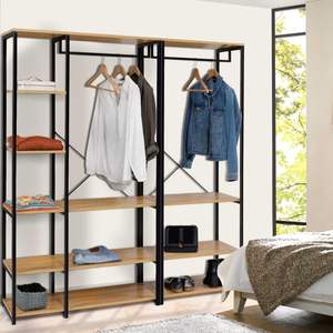 Cabine de <span class=keywords><strong>dressing</strong></span> modulaire en bois 150 cm, design industriel, mobilier pour la maison - Product Image 3