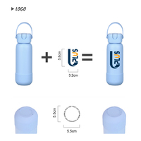 Bouteille isotherme rose de 25 oz pour la randonnée en plein air, sans BPA, en acier inoxydable 316, avec poignée en caoutchouc souple et couvercle