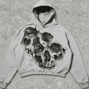 <span class=keywords><strong>Felpa</strong></span> Oversize con Stampa Teschio Gotico Personalizzata di Alta Qualità - 100% Cotone, Streetwear da Uomo - Product Image 3