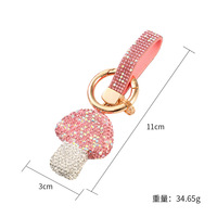 Porte-clés Champignon en Strass, Anneau de Clés en Forme de Champignon Scintillant, Charme de Sac Mignon pour Cadeau Promotionnel