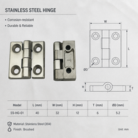 Engsel Pintu Kapal SS316 Marine Grade 2 2.5 3 4 Inch Poles Anti Karat 4 Lubang Pemasangan Sekrup untuk Pintu Kapal, Kabinet Luar Ruangan, Furnitur