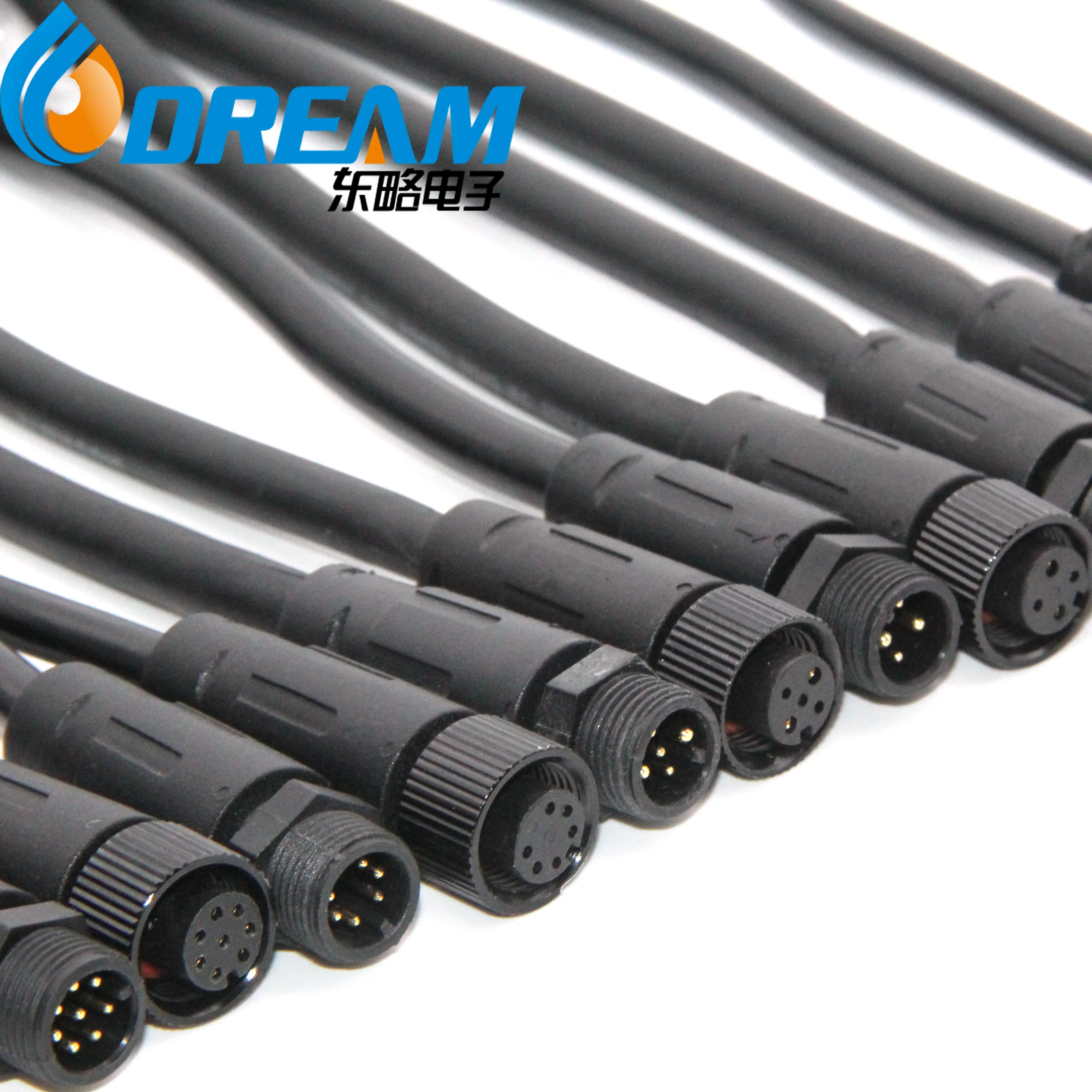 OEM IP67 IP68 laki-laki perempuan amp 2 3 4 5 6 8 pin steker listrik konektor kabel led tahan air